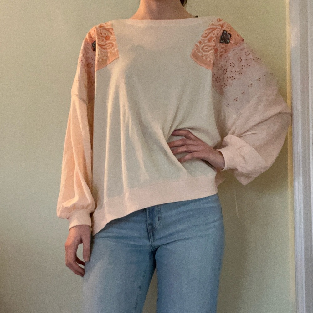 Free People Feelin It Embroidered Top